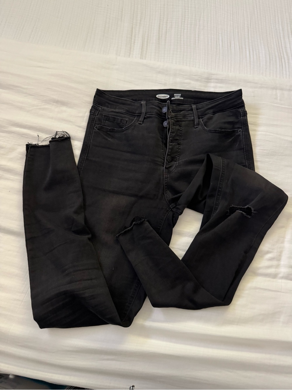 Old Navy Black Skinny Jeans with Distressed Knees